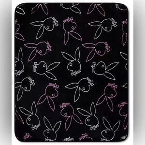 PLAYBOY Bunnies Black Throw Blanket- New
